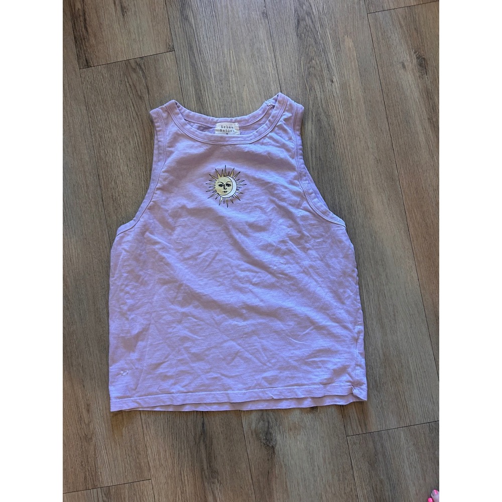 Urban Nation Womens Purple Sun Moon Graphic Tank Top Celestial Sunflowers Medium